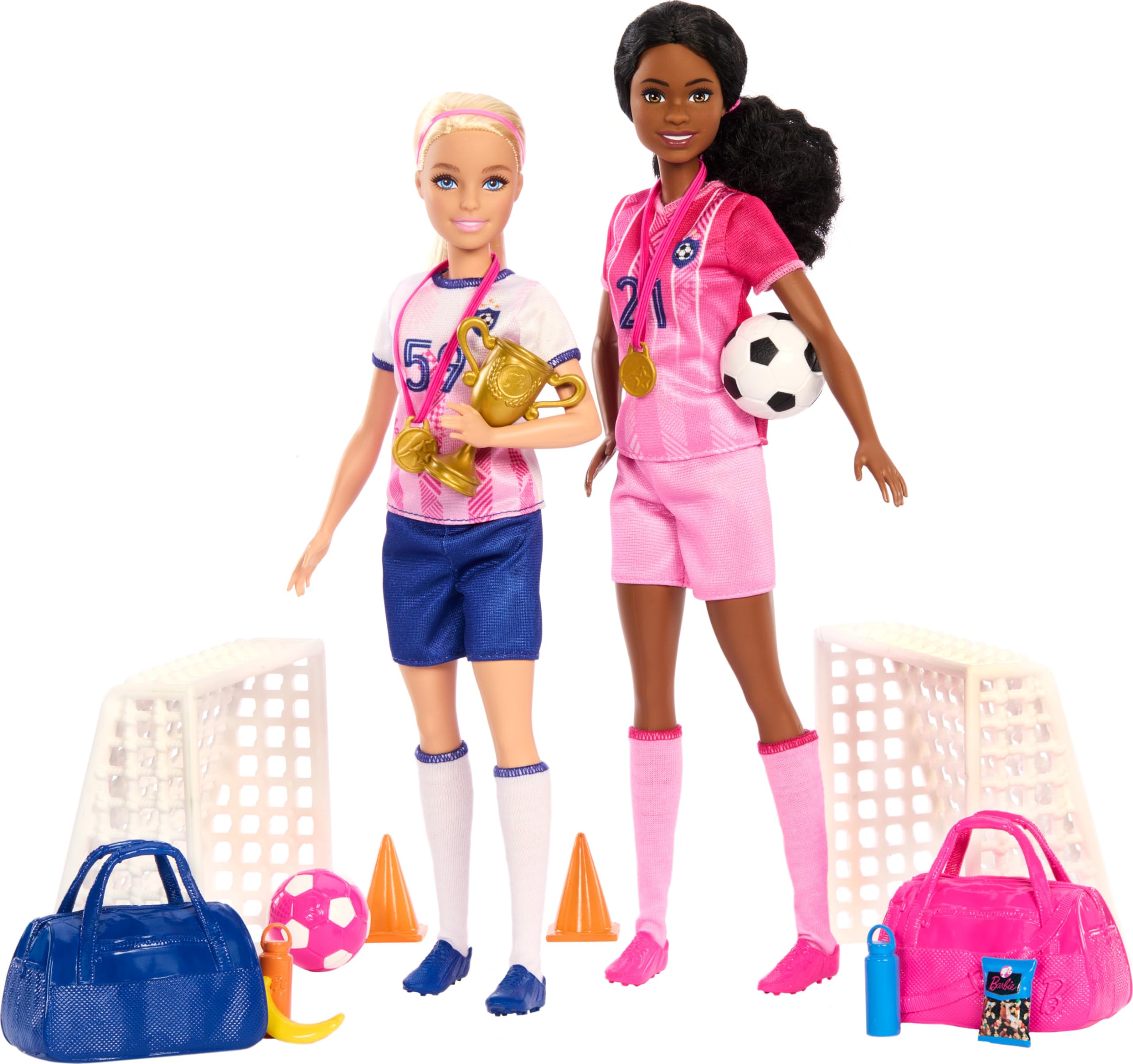 Playset Barbie Careers Soccer Player Com 2 Bonecas E 15 Acc