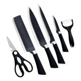 Conjunto De Facas Churrasco Faqueiro 6 Peças Inox Antiaderente