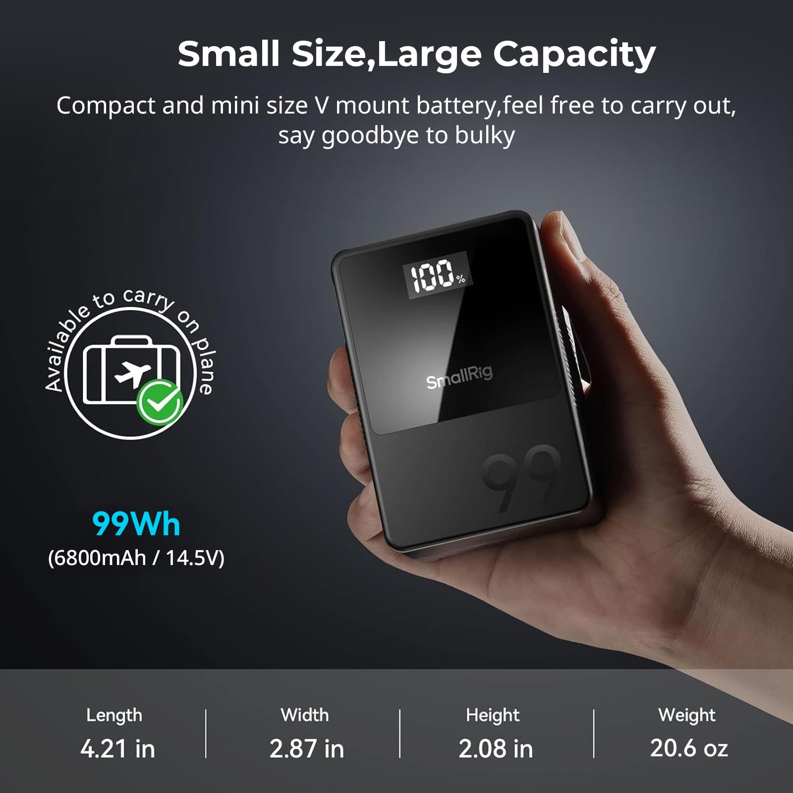Bateria V-mount Smallrig Vb99 99wh/6800mah Com Pd 100w Usb-c
