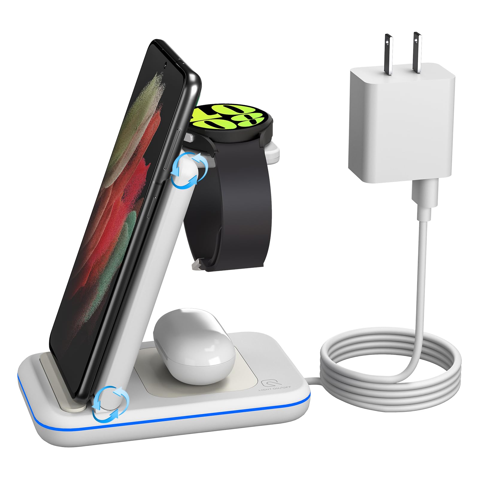 Carregador Sem Fio Holyjoy 3 Em 1 De Carregamento Rápido Para Samsung