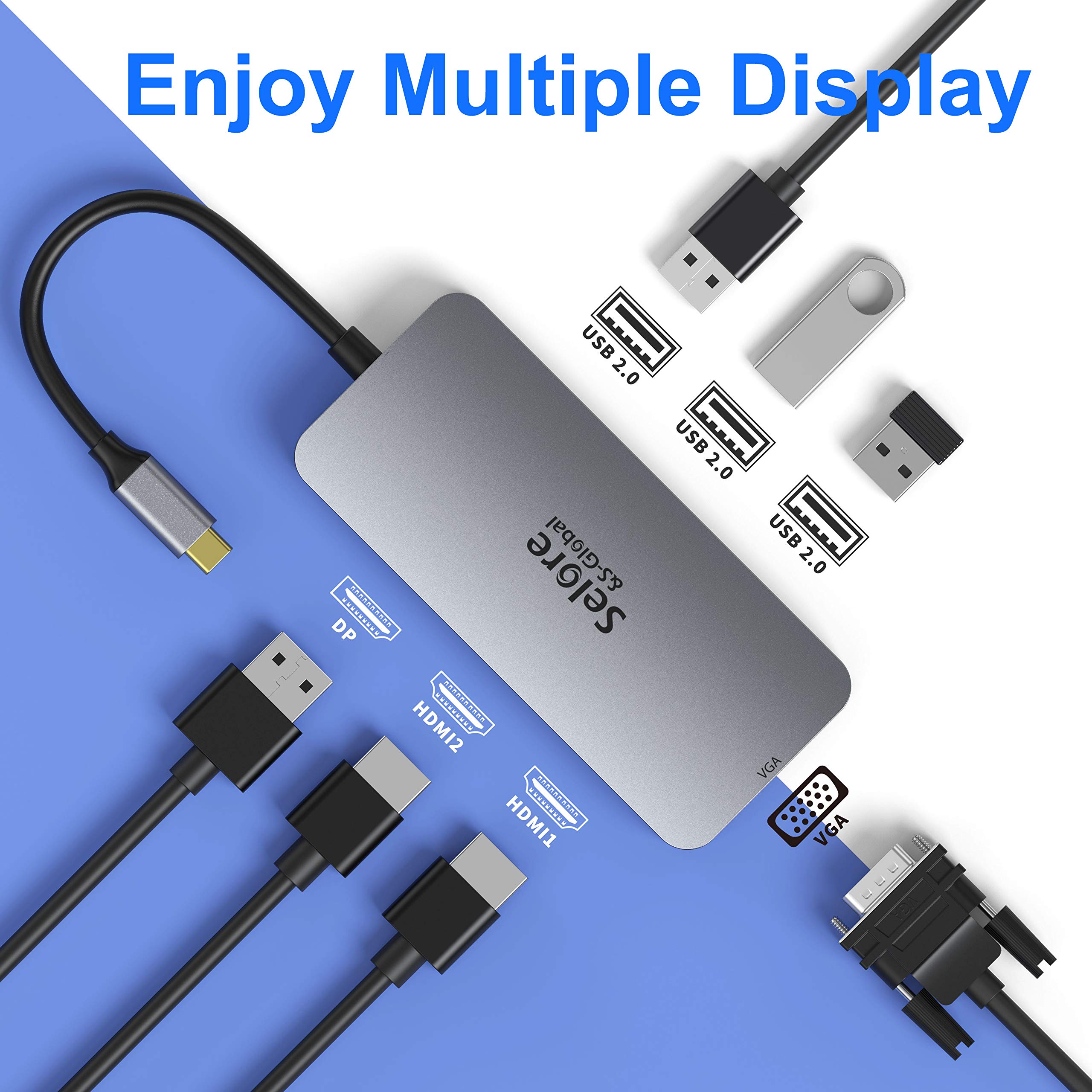 Estação De Encaixe 7 Em 1 Com Adaptador Usb C Para Hdmi Duplo Para