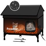 Cat House Petsdear Aquecida Para Gatos Externos À Prova D&#39;água (preta)