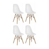 Kit 4 Cadeiras Sem Braço Para Sala De Jantar Eames Branco