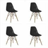 Kit 4 Cadeiras Sem Braço Para Sala De Jantar Eames Preto