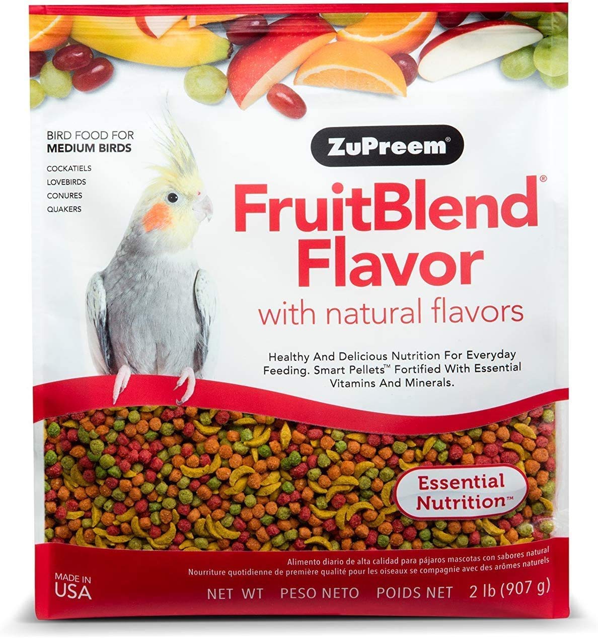 Bird Food Zupreem Fruitblend Flavor Para Pássaros Médios De 1 Kg