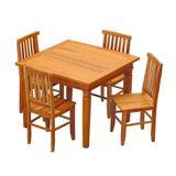 Conjunto Mesa De Jantar 1 X 1 M 4 Cadeiras Mineira Madeira Maciça Natural