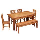 Conjunto Mesa De Jantar 1,5 M 4 Cadeiras Mineira E Banco Madeira Maciça