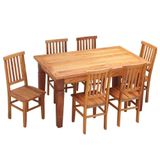 Conjunto Mesa De Jantar 1,5m 6 Cadeiras Mineira Madeira Maciça