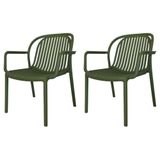 Kit 2 Poltronas Com Braço Área Externa Gávea Rivatti Monobloco Polipropileno Verde Proteção Uv