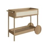 Carrinho Bar 1 Gaveta Oslo Artesano 112 Cm Largura Mdp Hanover Palha Sintética Bege Pé Madeira Maciça