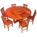 Conjunto Mesa De Jantar Redonda 1,6 M 6 Cadeiras Mineira Em Madeira Maciça Natural
