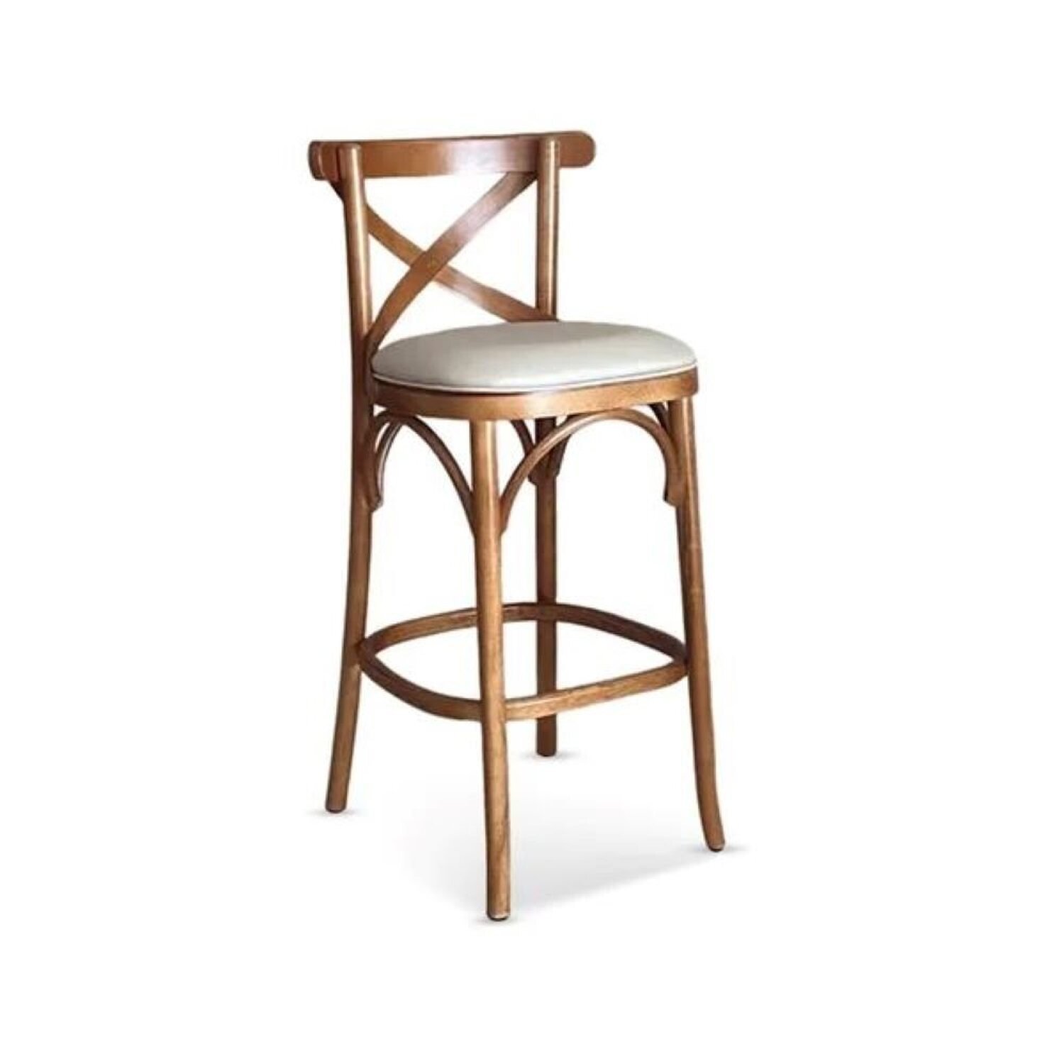 Banqueta X Estofada Com Encosto Anatômico Imbuia