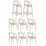 KIT - 6 x cadeiras + 2 x banquetas altas Masters Allegra - Nude