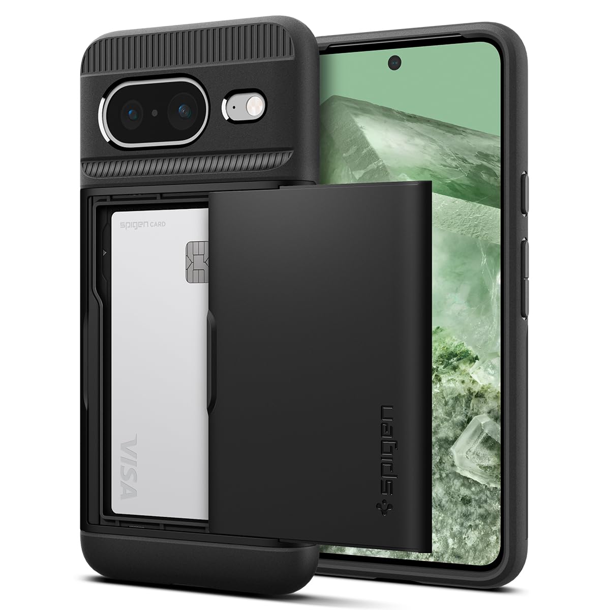 Capa De Celular Spigen Slim Armor Cs Para Pixel 8 Com Carteira Preta