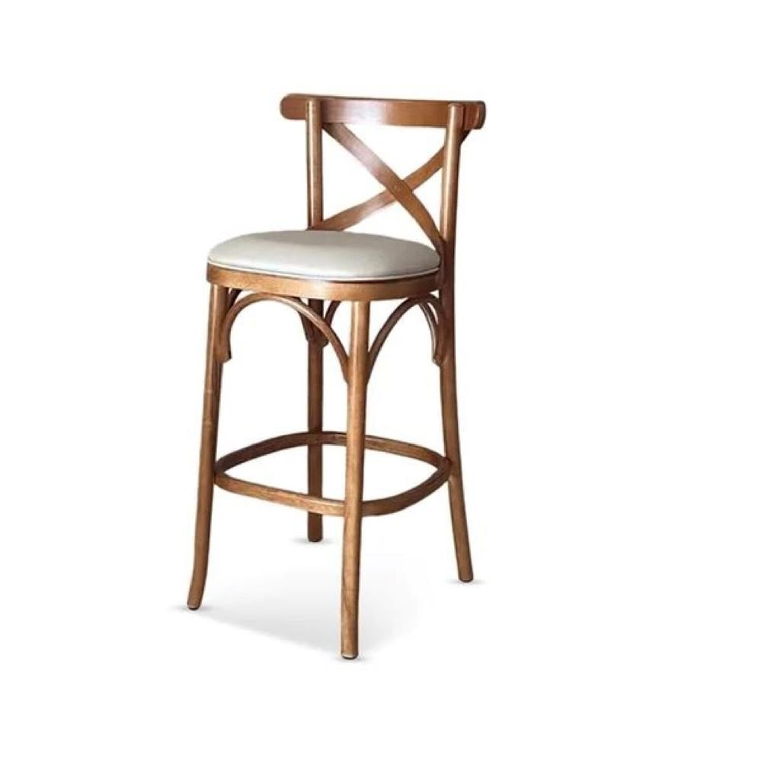 Banqueta X Estofada Com Encosto Anatômico Amendoa