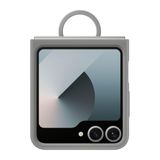 Capa De Telefone Samsung Galaxy Z Flip 6 De Silicone Com Anel Cinza