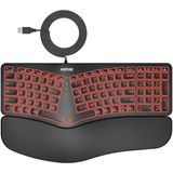 Teclado Arteck Ergonômico Usb Com Fio Retroiluminado 7 Cores