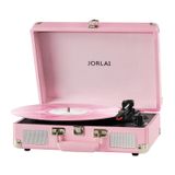 Mala Portátil Rosa Para Toca-discos Jorlai Com Bluetooth