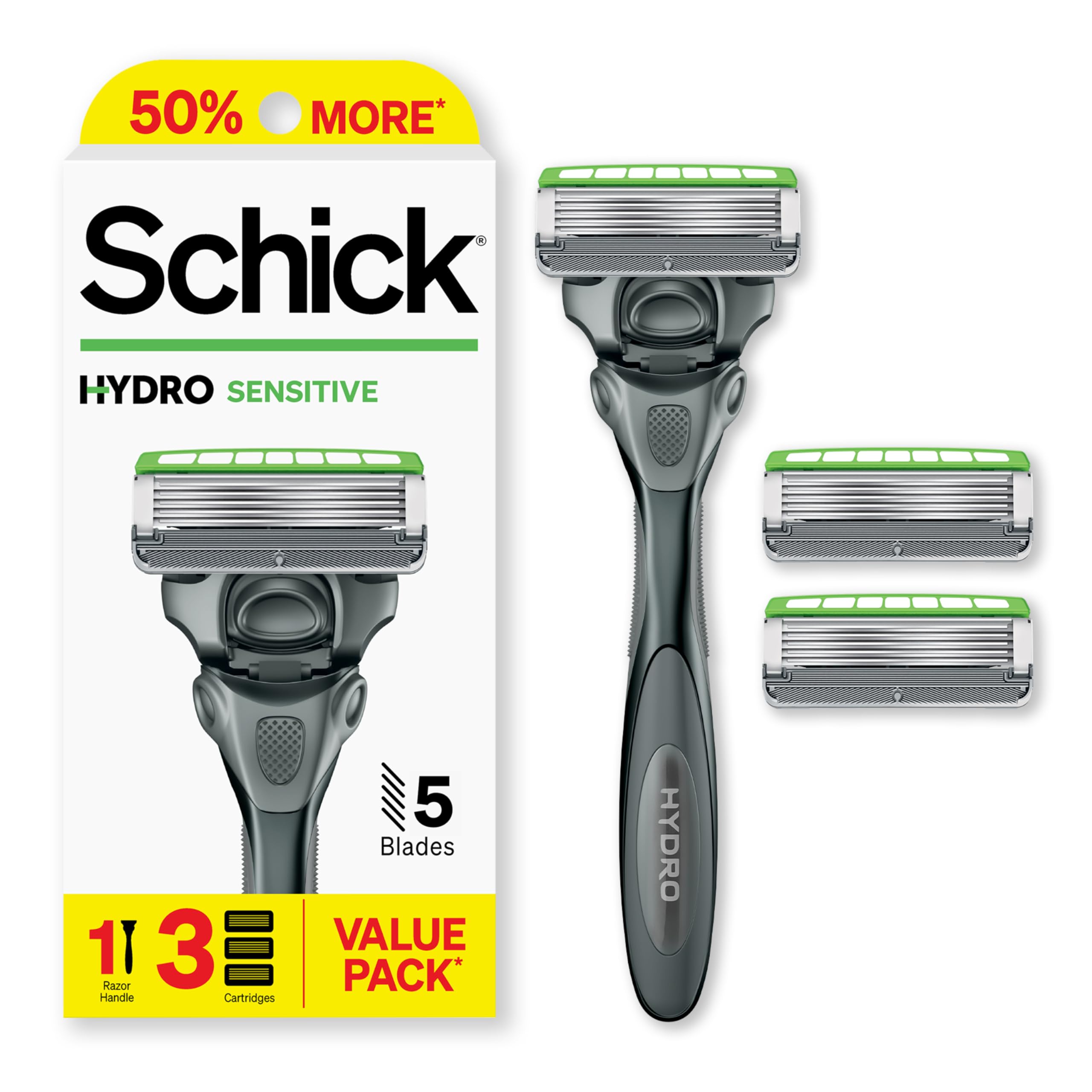 Razor Schick Hydro Sensitive Para Homens Com 1 Alça E 3 Cartuchos
