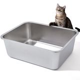 Caixa De Areia Legourns Em Aço Inoxidável 45x35x15cm Para Gatos