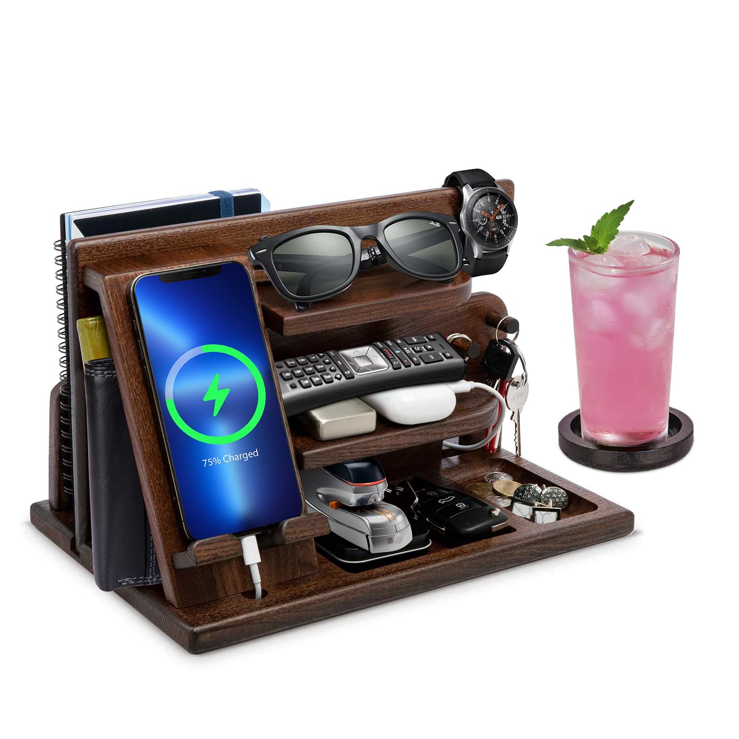 Organizador De Mesa Gifts Wood Phone Docking Station Para Homens