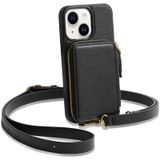 Capa Tipo Carteira Zve Para Iphone 13 Crossbody Com Rfid Preta