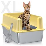 Caixa De Areia Para Gatos Woofigo Em Aço Inoxidável Xxl High Side