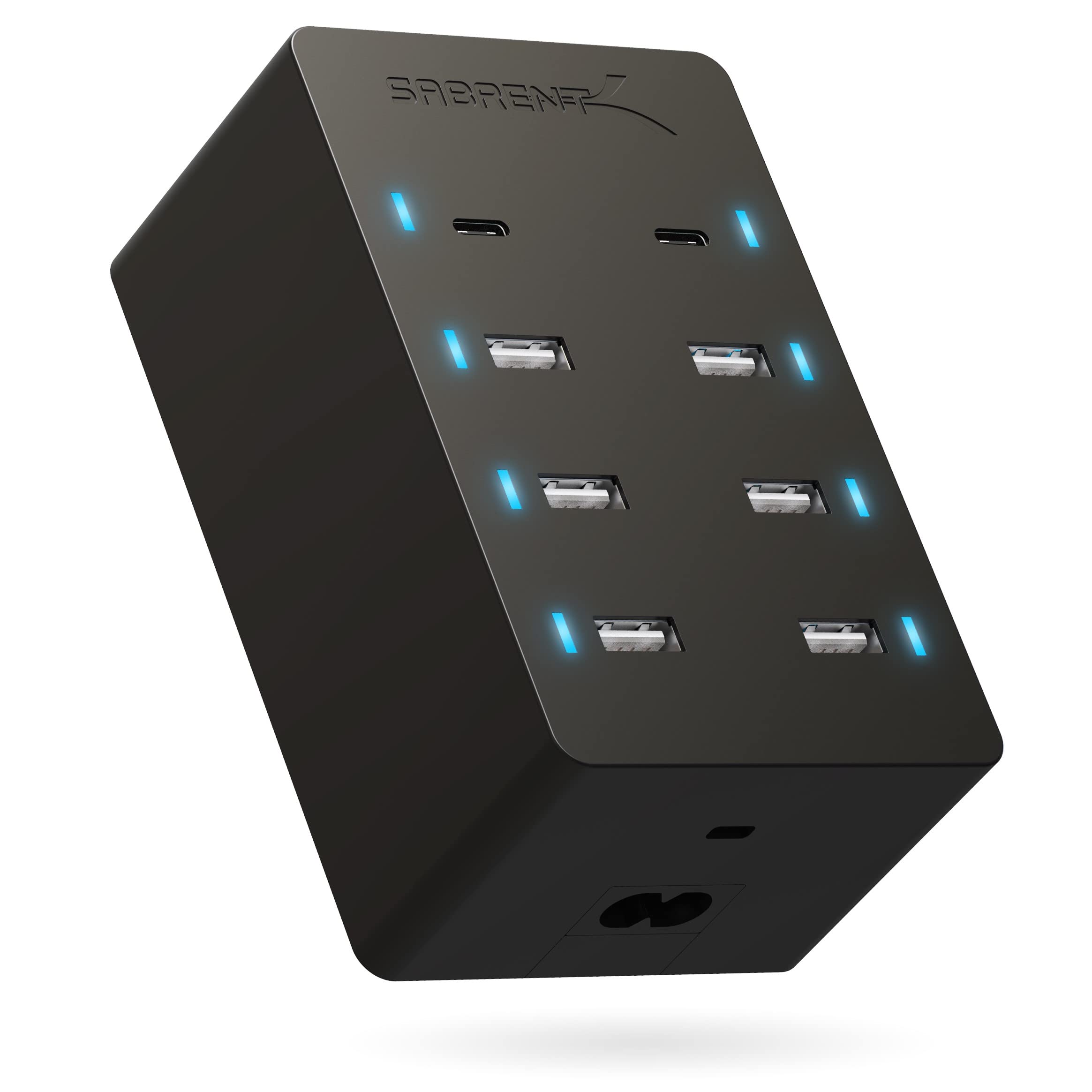 Carregador Sabrent 100w 8 Portas Usb Com 2 Portas Pd Para Família