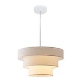 Lustre Luminária Pendente Vivare Pe-4108-br Cúpula Em Tecido Ideal Para Quarto Sala De Jantar