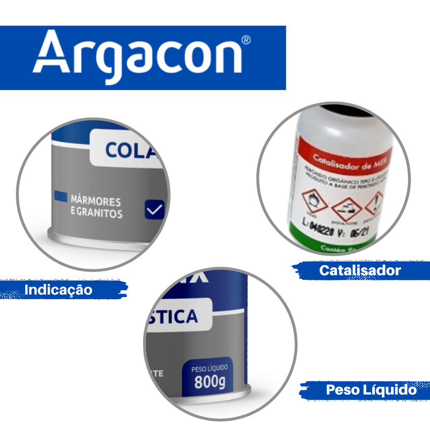 Massa Cola Plástica Preta Argacon 800gr Kit 3 Unidades - imagem 4