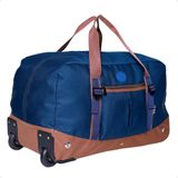Bolsa Mala Sacola De Viagem Com Rodas Reforçada - Azul