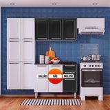 Cozinha Itatiaia Luce Compacta 3 Pecas Branco/Preto Paneleiro Armario Aereo