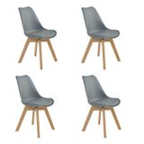 Kit 4 Cadeiras Para Sala De Jantar Saarinen Wood Espresso Móveis Cinza