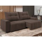 Sofá 4 Lugares Retrátil Reclinável 270cm Molas Ensacadas Palladium New Marrom
