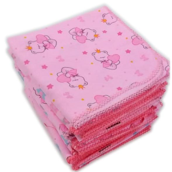 1 Cueiro Flanelado Estampado 80x80cm Com Crochê Feminino