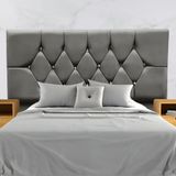 Cabeceira Para Cama Box Estofada King 195 Cm Suede Melissa Cor:cinza