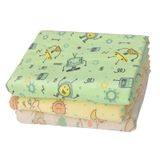 Kit 3 Cueiros Bebê Manta Flanelado Estampado 80x60 Neutro
