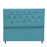 Cabeceira Estofada Cama Box Solteiro 90 Cm Suede Nina Cor:azul Turquesa