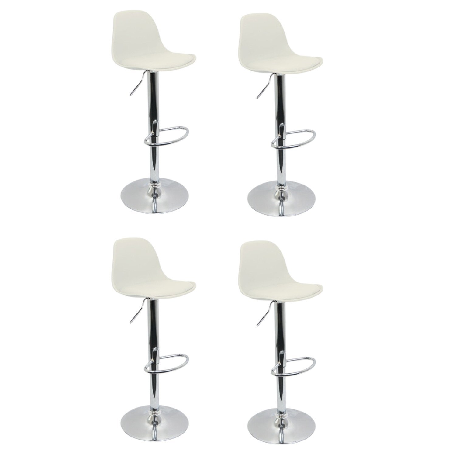 Conjunto 4 Banquetas Joly Eames Base Giratória Branco