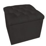 Puff Baú Decorativo 51x51 Suede Preto - Majú Decor