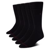 Meias Sociais Tommy Hilfiger, 5 Pares Para Homens, Pretas, Tamanho 7-12