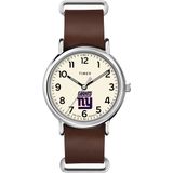 Relógio Timex Tribute Nfl Weekender 40mm Ny Giants Masculino Em Couro