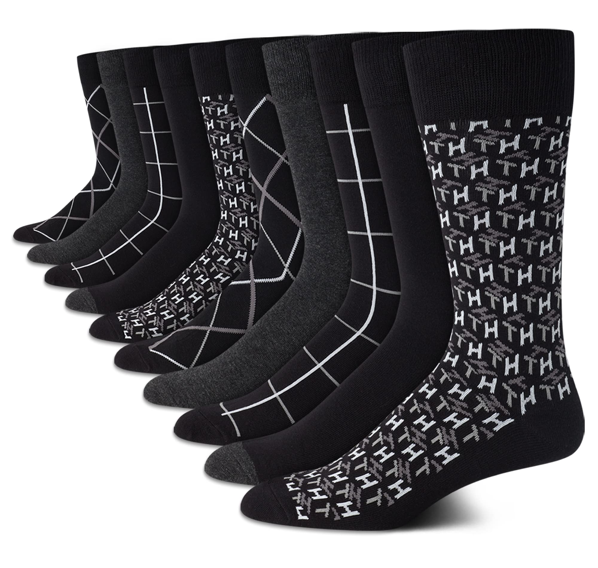 Meias Sociais Tommy Hilfiger, Pacote Com 10 Unidades, Mistura De Algodão Macio Para Homens