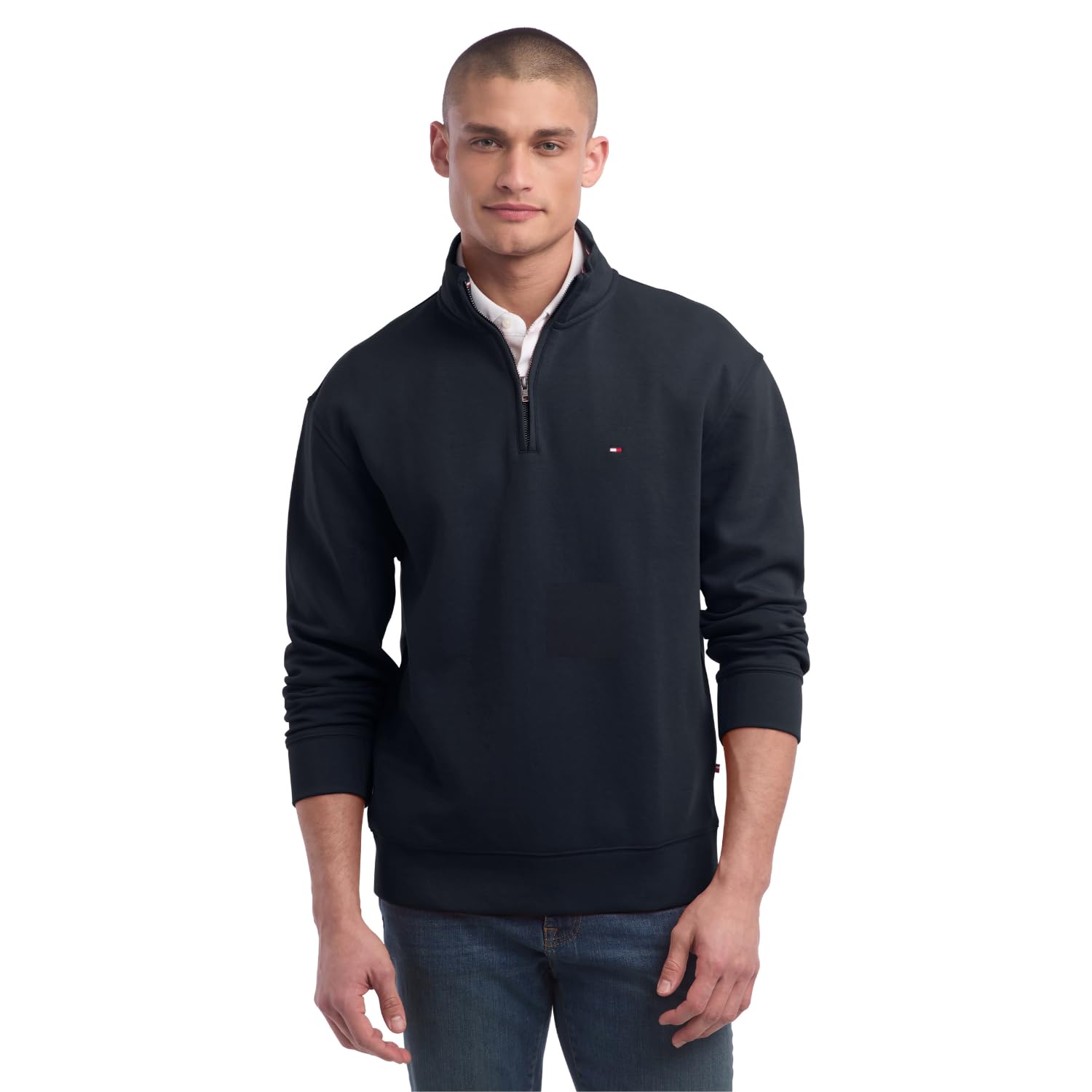 Moletom Tommy Hilfiger Com Zíper 1/4 Para Homens - Preto - Carrefour