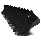 Meias Quarter Socks Tommy Hilfiger, Pacote Com 12 Arch Support Masculinas, Pretas