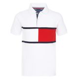 Camisa Polo Tommy Hilfiger Para Meninos De Manga Curta Tamanho 6 - Branca