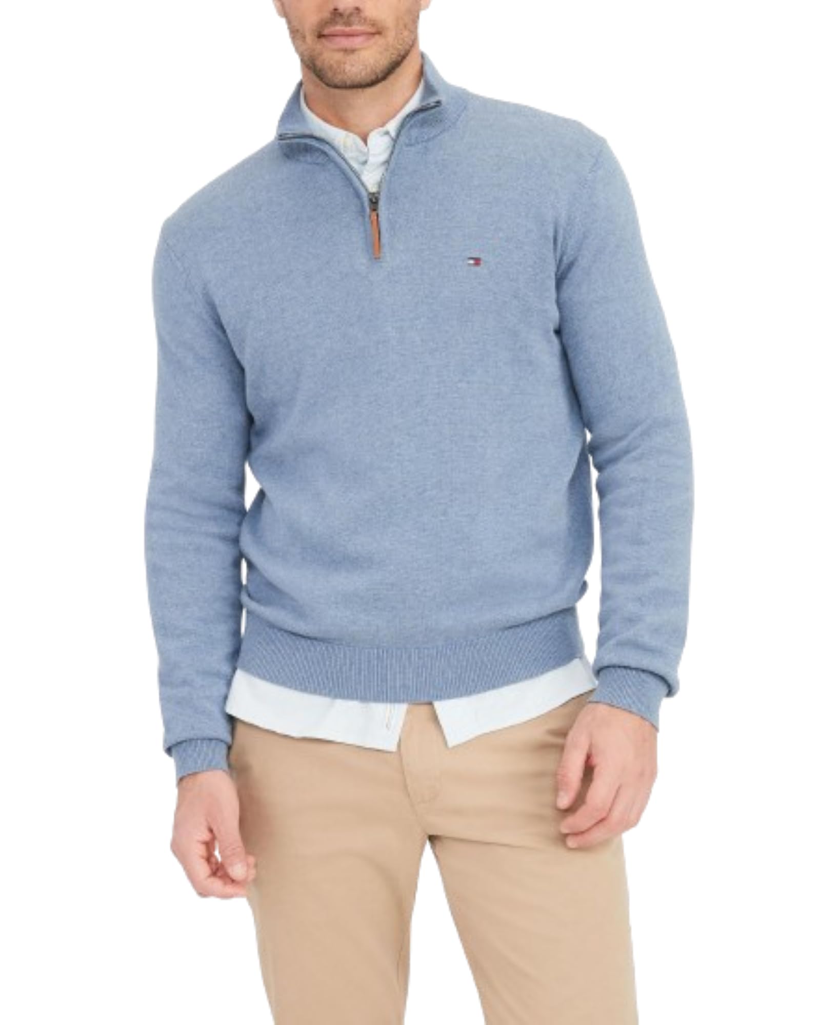 Moletom Tommy Hilfiger Masculino Grande E Alto Com Zíper 1/4 Com Gola