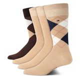 Meias Redondas Tommy Hilfiger, Pacote Com 4, Elásticas Confortáveis Para Homens