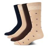 Meias Redondas Tommy Hilfiger, Vestido Elástico Confortável, Pacote Com 4 Unidades, Masculino