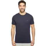 Camiseta Masculina Tommy Hilfiger Com Bandeira Central, Gola Redonda, Azul Marinho Escuro